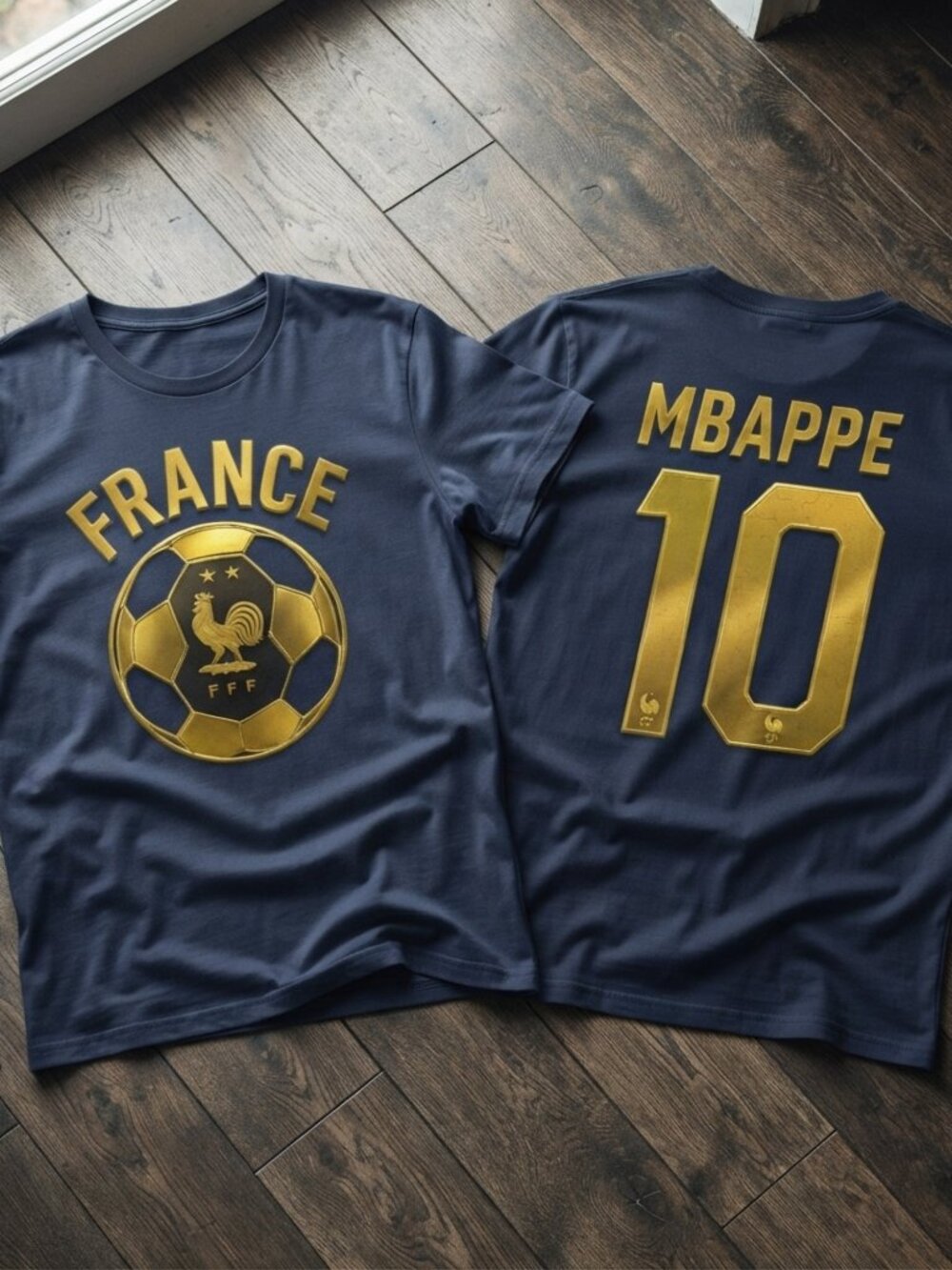 France Mbappe 10 Soccer Navy Blue Graphic T-Shirt